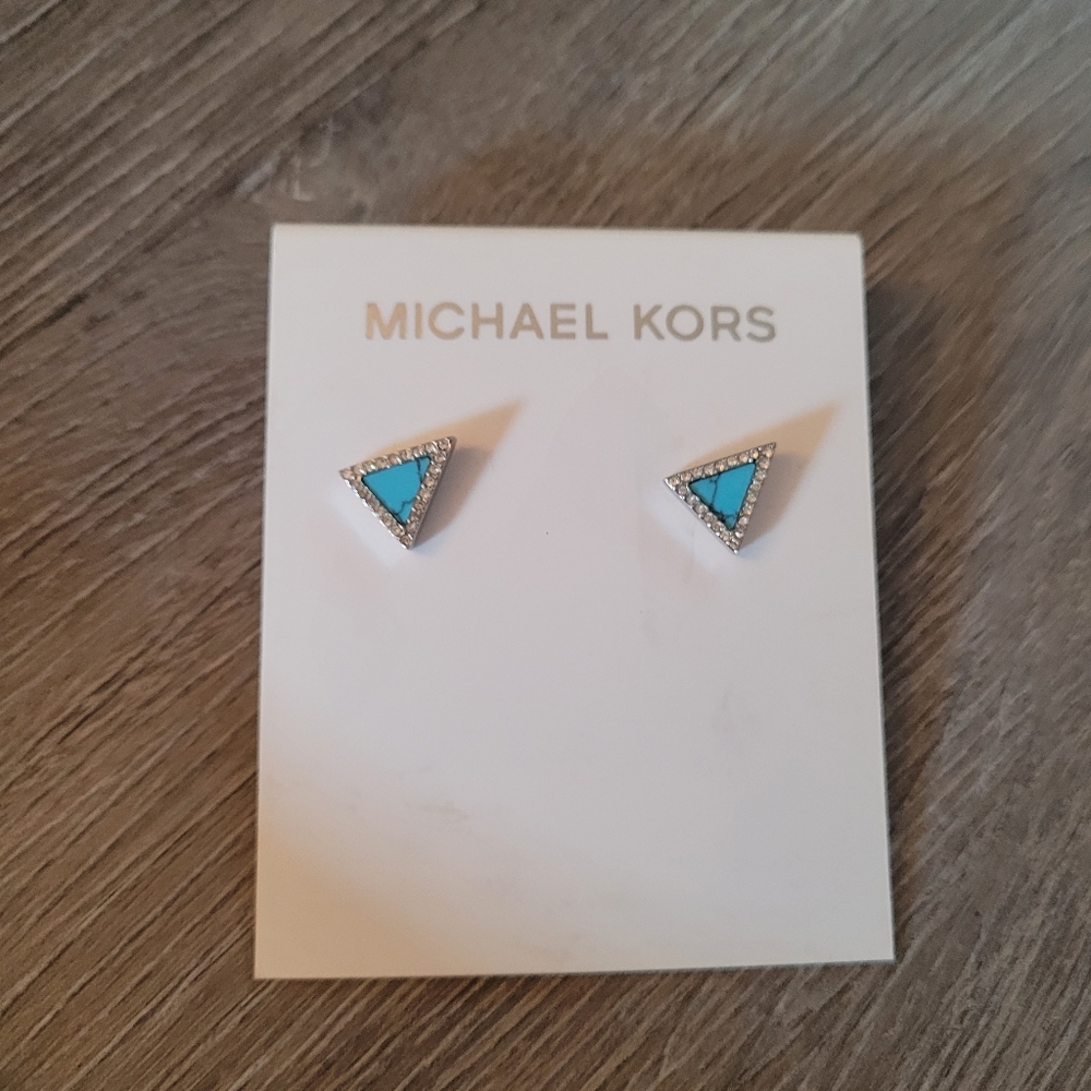 Rare NWT MK Turquoise Triangle Studs